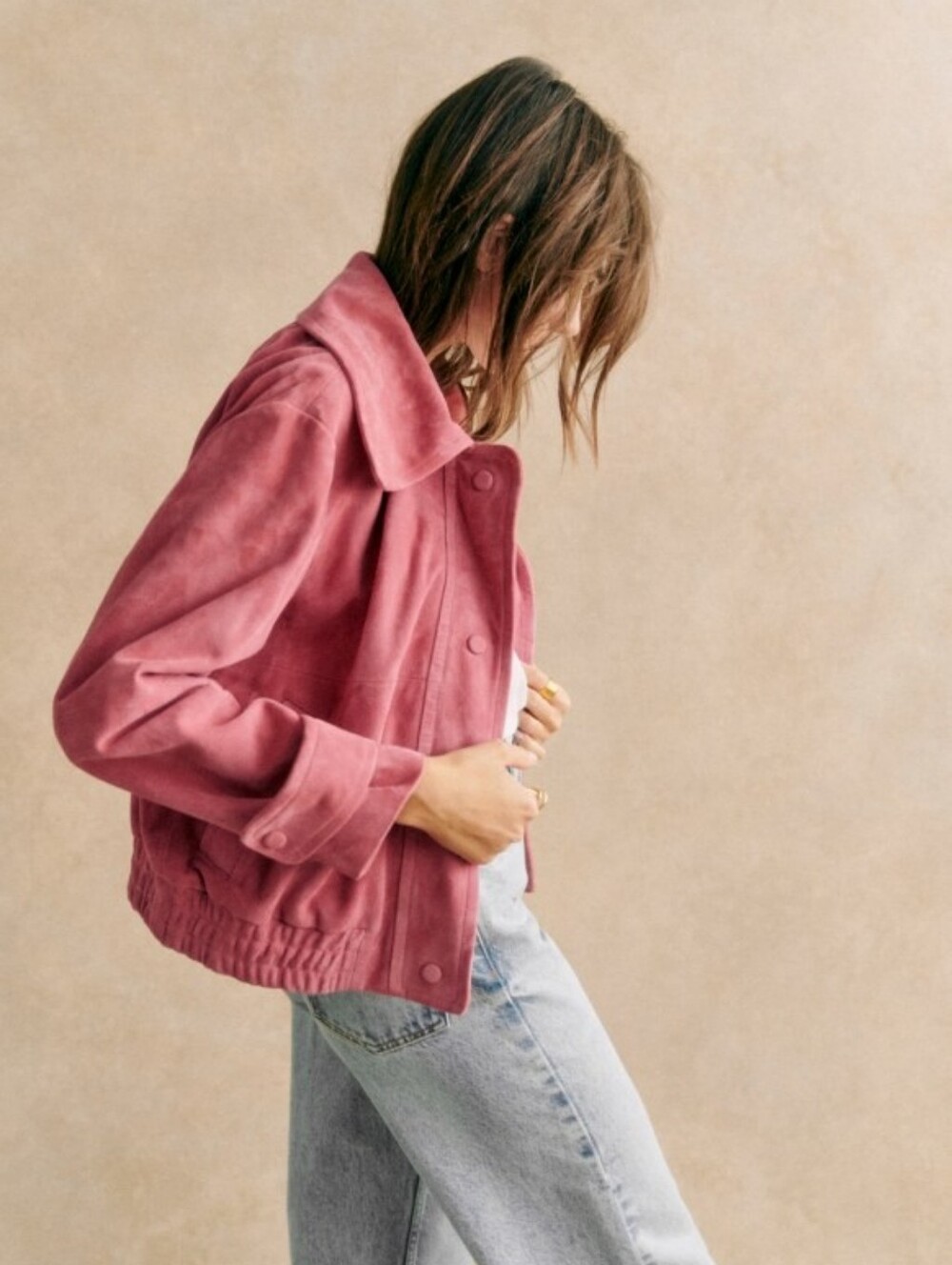 Sezane Dusty Rose Suede Jacket, NWT!